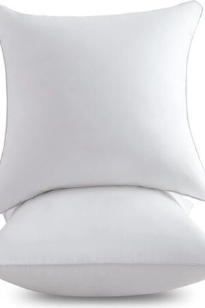 18 x 18 Pillow Inserts (Set of 2) - 18 Inch Square Interior Sofa Throw Pillow with 100% Cotton Cover - Decorative Pillow Insert Pair - White Couch Pillow