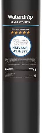 Waterdrop RF15 Replacement Filter Cartridge For 15UA/15UB/15UC Under Sink Water Filter, Reduces PFOA/PFOS, PFAS, Lead, Chlorine, Bad Taste & Odor, NSF/ANSI 42 Certified, 19K Gallons High Capacity