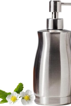 Brushed Stainless Steel Countertop Soap Dispenser Rust and Leak Resistant Hand Soap Pump with Funnel for Kitchen Countertops and Bathroom Dispensers (13.5 oz/400 ml)
