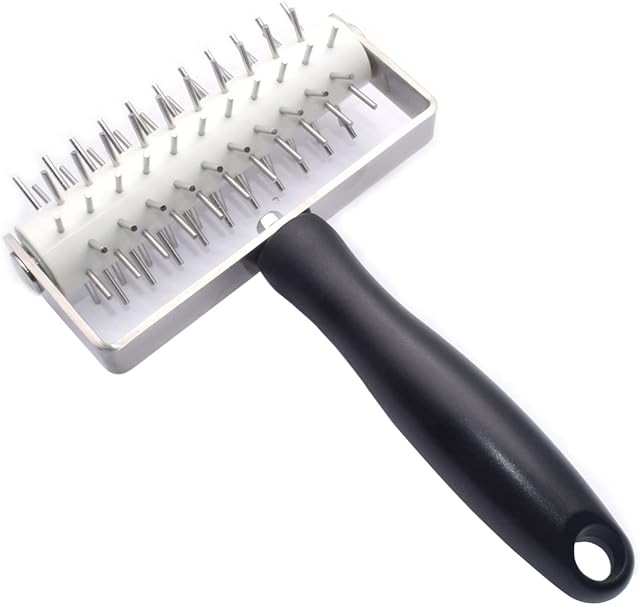 AMPSEVEN Pizza Dough Docker Roller - Professional Stainless Steel Pastry Docker Roller with Spike for Homemade Baking Cake crackers Pie Hole Maker,Prevent Dough from Blistering