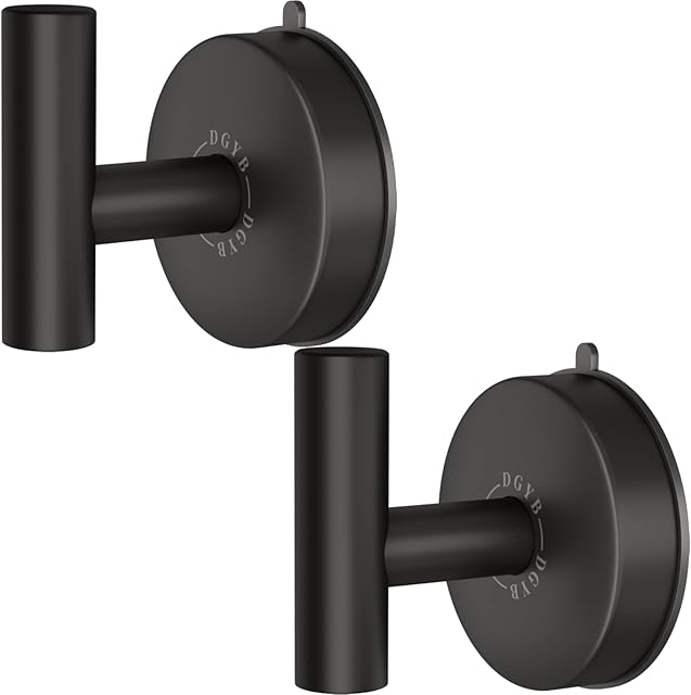 DGYB Stainless Steel Suction Cup Hooks Black, Set of 2