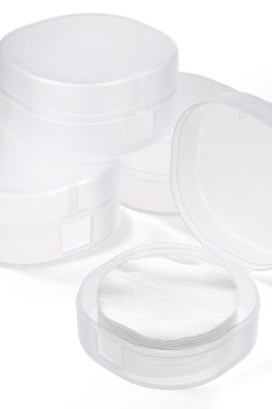 4Pcs Plastic Cotton Square Holder Cosmetic Cotton Pad Holder with Hanging Loop Portable Travel and Sealed Suitable for Makeup Remover Cottons Balls, White