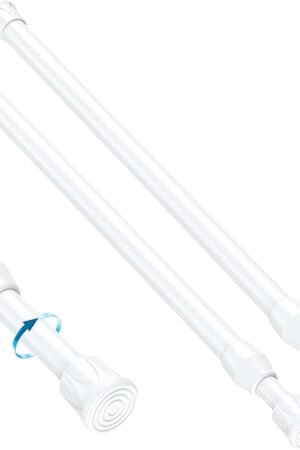 2PCS Small Tension Curtain Rod 11 to 19 Inch,White Short Curtain Rods No Drilling,Loaded Expandable Spring Curtain Rods for Windows,Kitchen,Closet,Cupboard,Door,Bookshelf