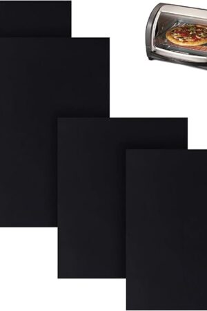 Air Fryer Oven Liners for Hamilton Beach Easy Reach 4-Slice Countertop Toaster Oven, Black Air Fryer Liners Reusable Baking Mat for Hamilton Beach 31344DA(2+2pcs)