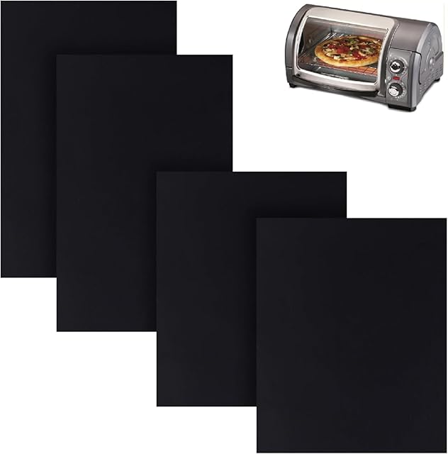 Air Fryer Oven Liners for Hamilton Beach Easy Reach 4-Slice Countertop Toaster Oven, Black Air Fryer Liners Reusable Baking Mat for Hamilton Beach 31344DA(2+2pcs)
