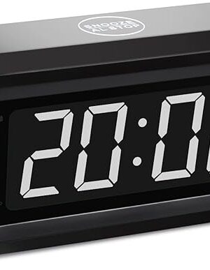Digital Alarm Clock Battery Operated with LED Display for Bedrooms, Long Battery Life for 12 Months, 3 Brightness Adjustable, 12/24 Hour, Snooze, Black Case with White Digits