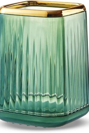 Acrylic Makeup Brush Cup Holder Make Up Brushes Holders Vintage Green for Vanity Bathroom Countertop Desk