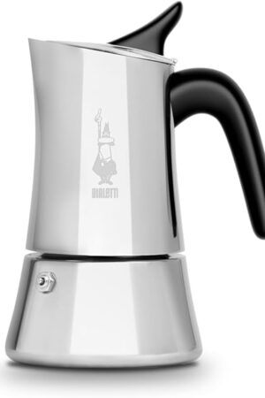 Bialetti Moon Exclusive Induction Stainless Steel Moka Pot, Stovetop Espresso Maker, Italian Coffee Maker, 4 Espresso Shots, (5.7 Oz - 170 ml), Compatible with All Stovetops, Silver