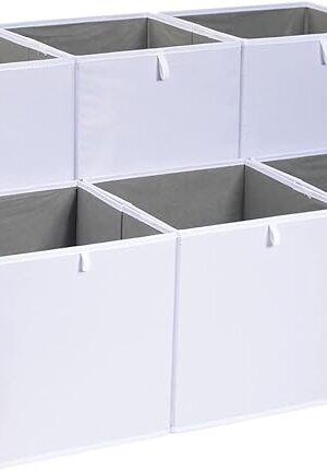 Amazon Basics Cube Organizer Bins, Collapsible Storage Baskets for Shelves, White, Pack of 6, 13x15x13"