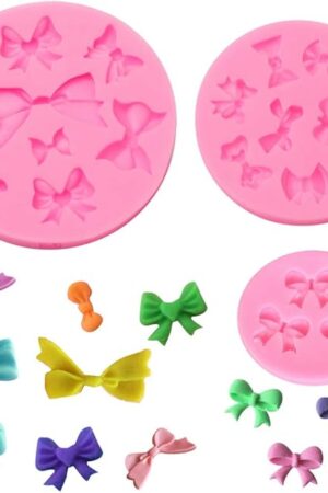 3 Pack Bows Silicone Mould, Bow Fondant Sugar Mould Craft Molds for Birthday Wedding Party DIY Cake Decorating Mold