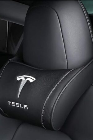 Car Headrest Neck Pillow Support Memory Foam Ergonomic Design Accessory for Driving Seat Fatigue Relief Compatible with Model S X 3 Y & Cybertruck - 1 Piece