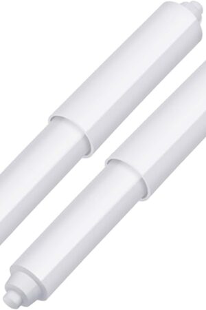 2 Pieces Toilet Paper Holder Roller Spindle Replacement Rod Plastic Spring Loaded (White)