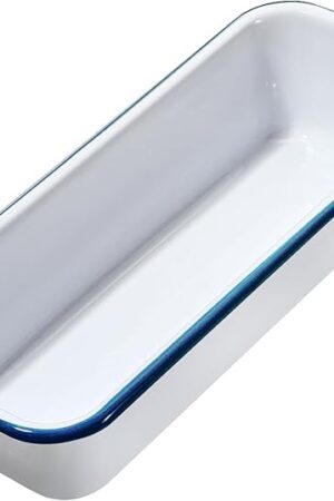 Webake Large Enamel Bread Pan, Long Banana Bread Loaf Pan for Baking, Non-Stick Rectangle Cake Pan Enamelware White 12 x 4.5 Inches