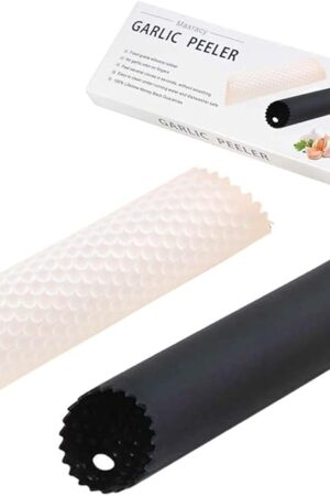 2 Set Silicone Garlic Peeler Easy Roller Tube Useful Garlic Odorfree Kitchen Tool (Black,Clear)