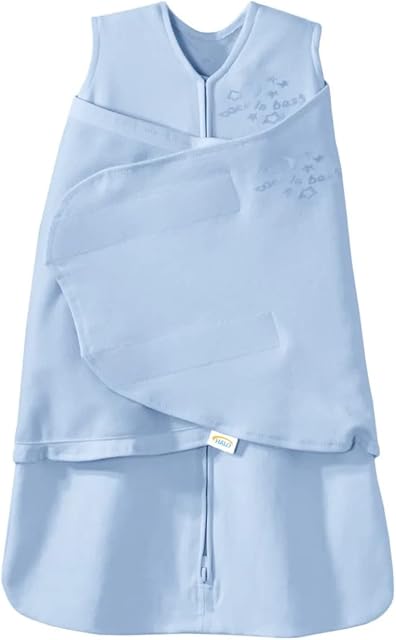 HALO 100% Cotton Sleepsack Swaddle, 3-Way Adjustable Wearable Blanket, TOG 1.5, Baby Blue, Newborn, 0-3 Months