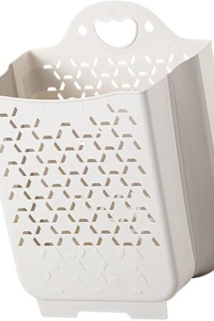 Zerodeko Wall Mount Laundry Basket Collapsible Laundry Basket Bathroom Laundry Hamper Dirty Clothes Container Basket for Laundry Storage Basket with Handles Wall Laundry Hamper