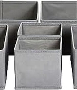 Amazon Basics Cloth Drawer Storage Organizer Boxes for Socks, Underwear and Baby Items, Set of 6, Gray