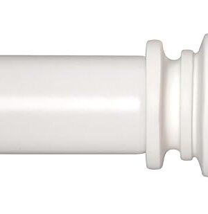 White Curtain Rods for Windows 48 to 84 Inches Adjustable Decorative 1 Inch Diameter Single Window Curtain Rod Set with Classic Finials, White Finishing
