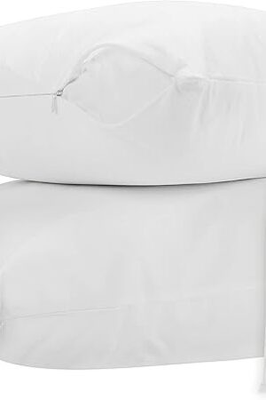 Bioweaves 100% Organic Cotton Breathable Pillow Protectors GOTS Certified with Zipped Closure – Standard, 20 x 26 inches, 2-Pack