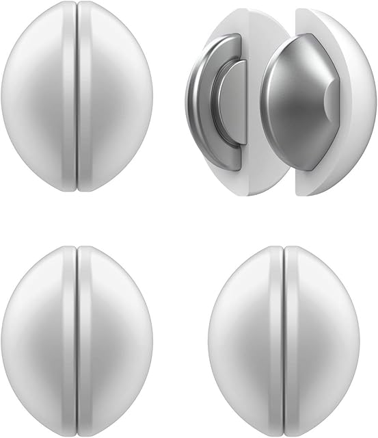 4 Packs Shower Curtain Weights, Magnetic Silicone Wrapped Heavy Duty Premium Shower Curtain Liner Clips Added Weight, Work for Drapery, Tablecloth, Flag - 4 Pack(White)