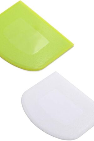 2 Pieces Dough Scraper Bowl Scraper Food-safe Plastic Dough Cutter Flexible Plastic Scraper Practical Bench Scraper Multipurpose Food Scrappers for Bread Dough Cake Fondant Icing, White, Green