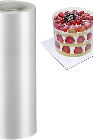 BYKITCHEN 8 Inch Cake Collars - Clear Transparent Cake Acetate Sheet Roll for Chocolate Mousse, DIY Decorating (Length 394in)