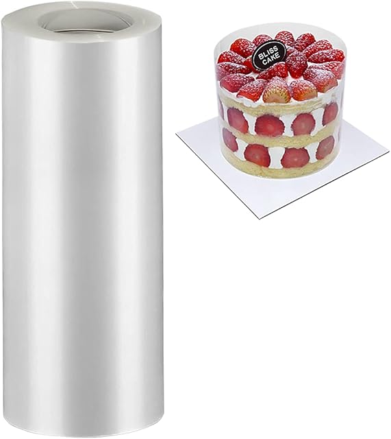 BYKITCHEN 8 Inch Cake Collars - Clear Transparent Cake Acetate Sheet Roll for Chocolate Mousse, DIY Decorating (Length 394in)