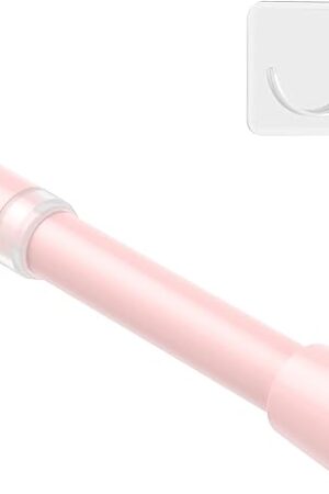 1Pcs Spring Tension Curtain Rod 26-39 inch Spring Tension Rods Pink Tension Rods Adjustable Spring Rod Extendable Tension Rod For Kitchen, Bathroom, Window