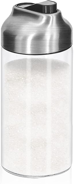 Aelga 12 OZ Glass Sugar Dispenser with Pour Spout, Weighted Pourer, for Coffee,Tea and Baking