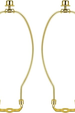 2 Pcs 10Inch Lamp Shade Harp Holders Detachable Heavy Duty DIY Lighting Accessories for Floor Lamps and Table Finials (Polished Brass)