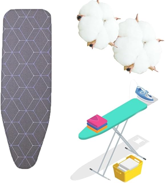 Cotton Ironing Replacement Cover with Thick Padding 49x18in 54x15in 54x18in Ironing Board Cover, Printed Iron Board Cover and Pad, Easy Installation(Rhombus,49x18in(124x45cm))