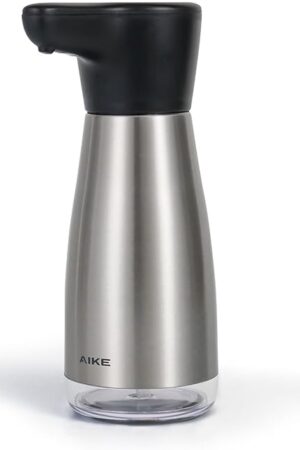AIKE Magnetic Charging Waterproof Automatic Soap Dispenser for Liquid Soap Spot Resist Stainless Finish 14fl.oz. Model AK1337