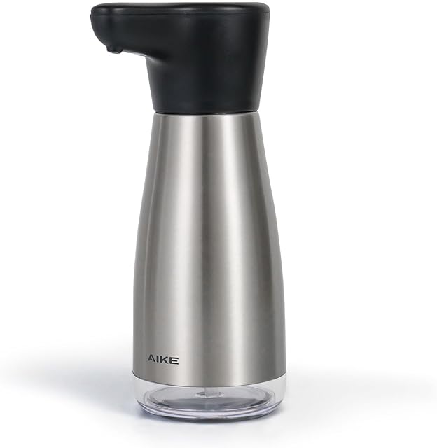 AIKE Magnetic Charging Waterproof Automatic Soap Dispenser for Liquid Soap Spot Resist Stainless Finish 14fl.oz. Model AK1337