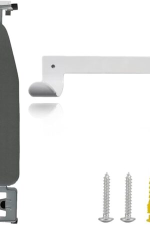Wall-Mounted Ironing Board Hanger - Silver Ironing Board Holder Organizer for Laundry Rooms - Space-Saving Wall Rack with Hanging Shelf Hanger