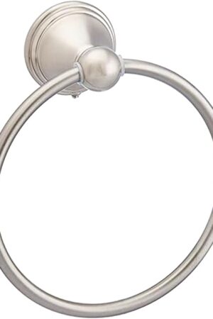 Amazon Basics Round AB-BR807-SN Modern Towel Ring, 6.3-inch Diameter, Satin Nickel