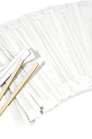 1000Pcs Disposable Wood Coffee Stir Sticks Stirrers Individually Paper Wrapped Coffee Tea Beverage Stirrers Stirrings 5.5 Inch,140mm