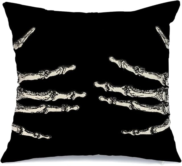 AACORS Halloween Throw Pillow Cover 18X18 Inch Skeleton Decorations Holiday Farmhouse Black Cushion Case for Sofa Couch Decor AA016-18