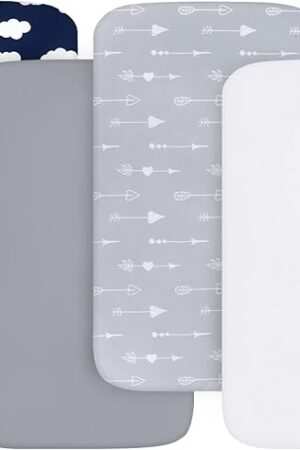 AMKE Baby Bassinet Sheets 4 Pack 33" x 20" for Mika Micky Baby Delight Dream On Me Rectangle Bassinet Mattress Ultra Soft