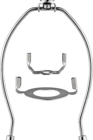 8 inch Lamp Shade Harp Holder, Lamp Harp Fits E26 Light Base UNO Fitter Adapter, UNO Fitter Adapter Finial Set, Adapted all styles of Lamp Shade, Table and Floor Lamps (Nickel) QC-17