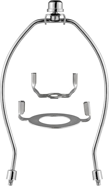 8 inch Lamp Shade Harp Holder, Lamp Harp Fits E26 Light Base UNO Fitter Adapter, UNO Fitter Adapter Finial Set, Adapted all styles of Lamp Shade, Table and Floor Lamps (Nickel) QC-17