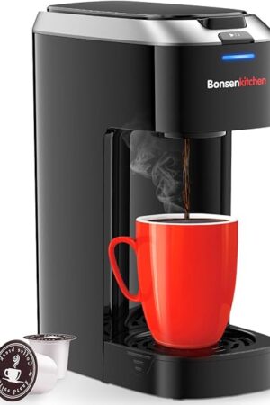 Bonsenkitchen Single Serve Coffee Maker, Fast Brewing Coffee Machine Brewer with Space Saving Design