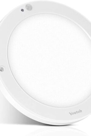 Youtob Motion Sensor Ceiling Light 15W 1200LM, ETL Listed, LED Flush Mount Round Lighting Fixture for Stairs, Porches, Closets, Basements, Hallways, Pantries, Laundry Rooms(4000K Cool White)