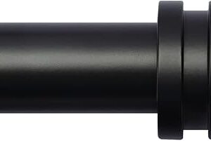 Curtain Rods for Windows 16 to 144 Inches Adjustable Length 1 Inch Diameter Window Curtain Rod with Aluminium Finials, Black