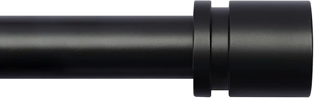 Curtain Rods for Windows 16 to 144 Inches Adjustable Length 1 Inch Diameter Window Curtain Rod with Aluminium Finials, Black