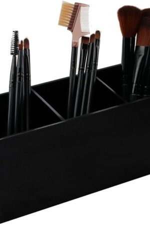 Weiai Black Acrylic Makeup Brush Holder 3 Slot Cosmetics Brushes