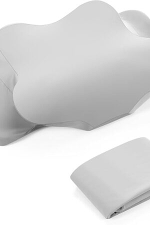 Cooling Cervical Neck Pillowcase Cover (Only Pillow Case) Ergonomic Pillowcase with Zipper Breathable Pillow Cover Contour Cool Case for Side Back Stomach Sleepers(Gray,Queen Size)