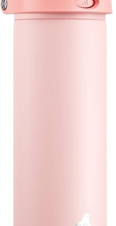 24 oz Insulated Water Bottle for Sports: 2-in-1 Lid with Push-Button Spout & Quick-Flip Straw, Leakproof, Car Cupholder Friendly, Stainless Steel for Gym, School, Travel, Camping (Cotton Candy)