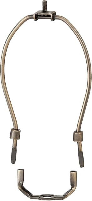 B&P Lamp® 7 Inch Heavy Duty Lamp Shade Harp Holder for Table and Floor Lamps, Antique Brass Finish