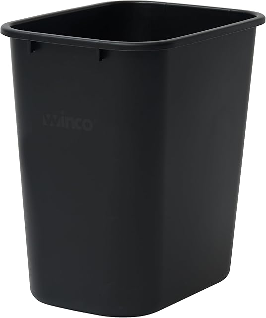 Winco Waste Basket for Home and Office, 7 Gallon, Black