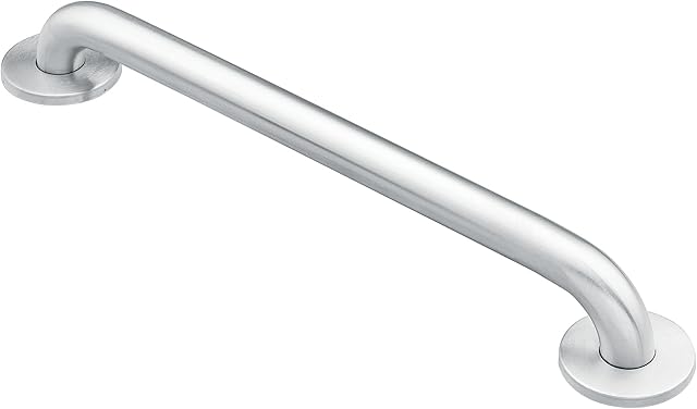 Moen Home Care Bathroom Safety 18 Inch Stainless Steel Handicap Grab Bar for Bathtub and Shower, Elderly Assistance Product with Concealed Screws, Polished Brass, 8718